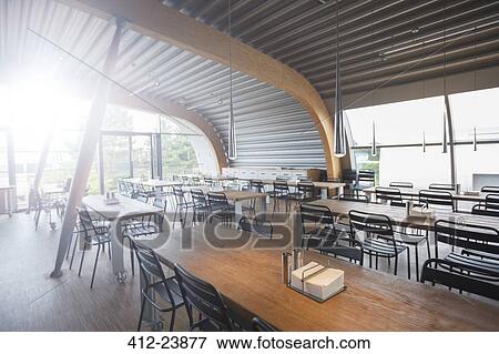 Empty tables in office cafeteria View Large Photo Image Stock Photo - Empty tables in office cafeteria. Fotosearch
