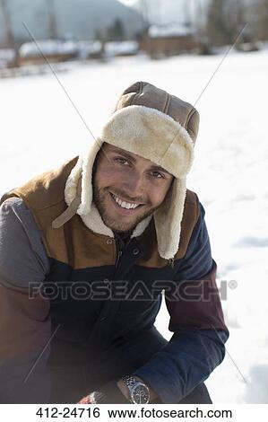 Portrait of man in snow View Large Photo Image Stock Photograph - Portrait of man in snow. Fotosearch