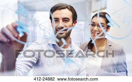 Office workers behind glass with blue marker writing on it View Large Photo Image Stock Image - Office workers behind glass with blue marker writing on it. Fotosearch