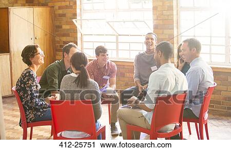 People in circle enjoying group therapy session View Large Photo Image Stock Image - People in circle enjoying group therapy session. Fotosearch