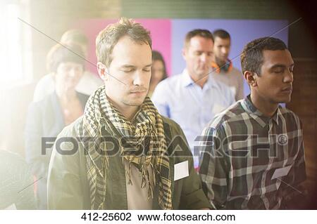 Serene people with closed eyes in audience View Large Photo Image Stock Image - Serene people with closed eyes in audience. Fotosearch
