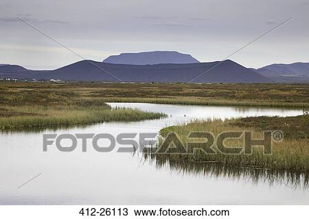 "Calm lake and mountain landscape, Lake Myvatn, Iceland" View Large Photo Image Stock Image - "Calm lake and mountain landscape, Lake Myvatn, Iceland". Fotosearch