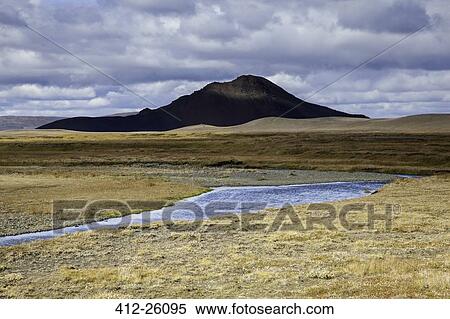 Stock Photography - "Stream running through volcanic landscape, Myvatn, Iceland". Fotosearch