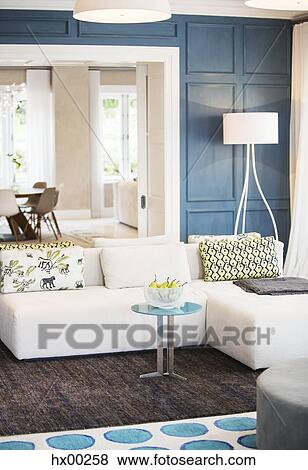 Stock Photo - Home showcase living room with chaise sofa. Fotosearch
