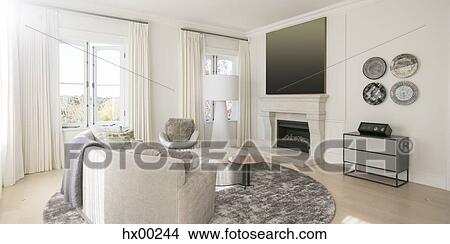 Home showcase living room with marble fireplace View Large Photo Image Picture - Home showcase living room with marble fireplace. Fotosearch