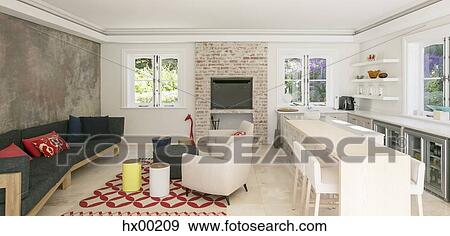 Stock Photo - Home showcase open floor plan. Fotosearch