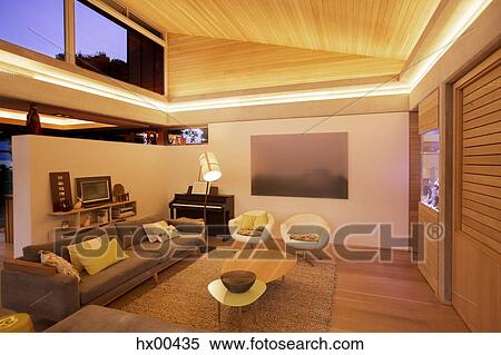 Illuminated living room View Large Photo Image Stock Photography - Illuminated living room. Fotosearch