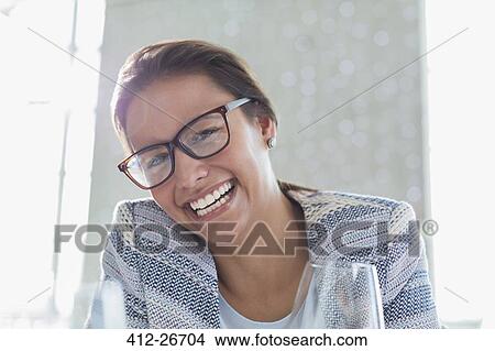 Portrait enthusiastic businesswoman with eyeglasses View Large Photo Image Picture - Portrait enthusiastic businesswoman with eyeglasses. Fotosearch