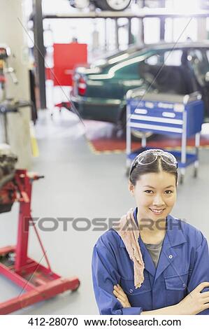 Portrait confident mechanic with arms crossed in auto repair shop View Large Photo Image Stock Image - Portrait confident mechanic with arms crossed in auto repair shop. Fotosearch