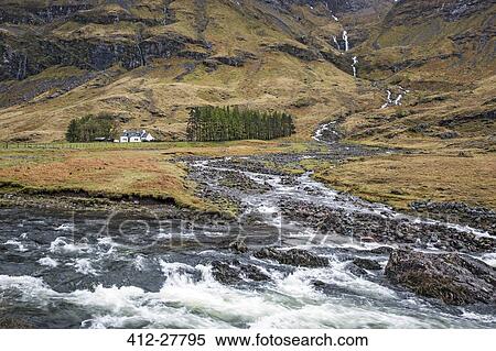 Stock Photography - Scenic view highlands hillside and river, Glencoe, Scotland. Fotosearch