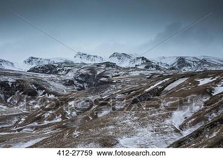 Snowy remote mountain range, Iceland View Large Photo Image Stock Photo - Snowy remote mountain range, Iceland. Fotosearch