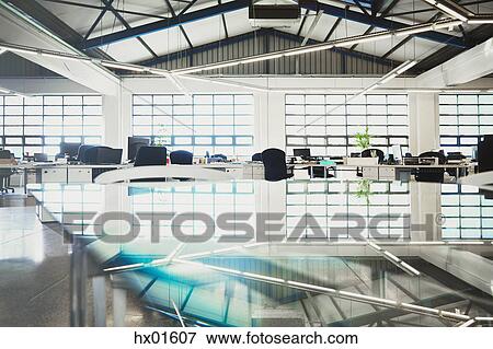 Glass table in empty open modern office View Large Photo Image Stock Photo - Glass table in empty open modern office. Fotosearch