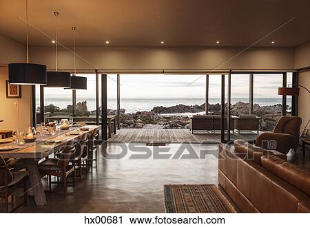 Home showcase interior overlooking ocean View Large Photo Image Stock Image - Home showcase interior overlooking ocean. Fotosearch