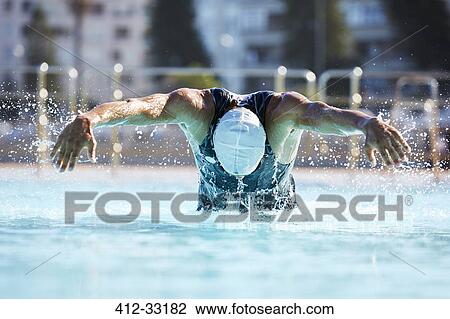 Male swimmer athlete butterfly stroke swimming swimming pool View Large Photo Image Stock Image - Male swimmer athlete butterfly stroke swimming swimming pool. Fotosearch