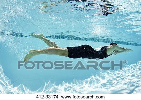 Male swimmer athlete swimming underwater in swimming pool View Large Photo Image Picture - Male swimmer athlete swimming underwater in swimming pool. Fotosearch
