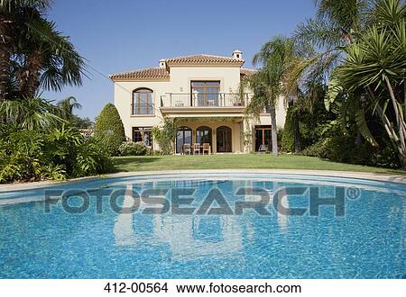 Stock Photo Of Luxury Swimming Pool And Spanish Villa 412 00564 Luxury Swimming Pool And Spanish Villa
