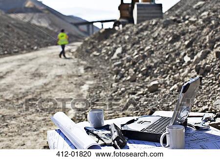 Laptop at workstation in quarry View Large Photo Image Stock Image - Laptop at workstation in quarry. Fotosearch