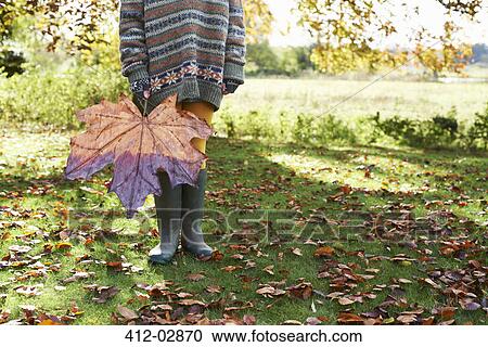 Child holding large autumn leaf outdoors View Large Photo Image Stock Image - Child holding large autumn leaf outdoors. Fotosearch