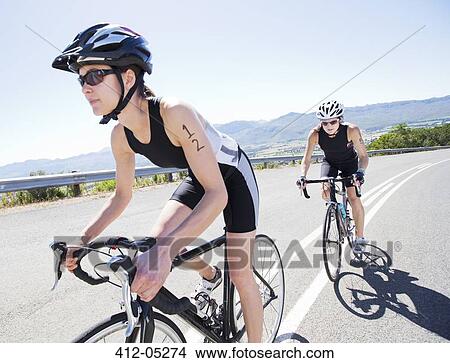 Picture - Cyclists in race on rural road. Fotosearch