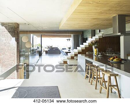 Open floor plan of modern house View Large Photo Image Picture - Open floor plan of modern house. Fotosearch
