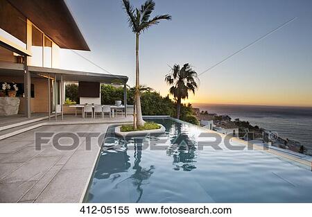 Stock Photography - Palm tree in infinity pool. Fotosearch