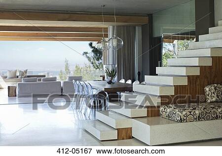 Staircase in modern house View Large Photo Image Stock Photo - Staircase in modern house. Fotosearch