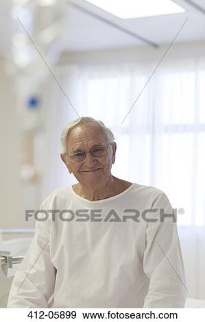 Older patient smiling in hospital room View Large Photo Image Stock Photo - Older patient smiling in hospital room. Fotosearch