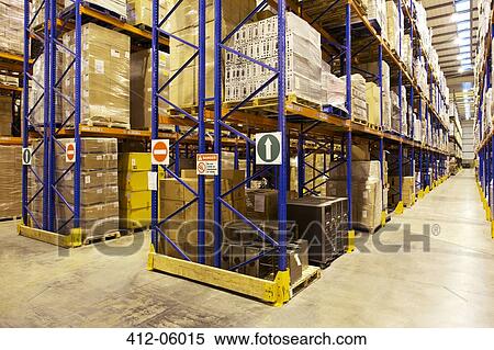 Aisles of boxes in warehouse View Large Photo Image Stock Photography - Aisles of boxes in warehouse. Fotosearch