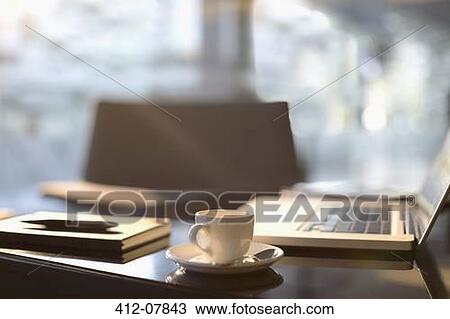 Coffee cup, laptop, notebook and pen in office View Large Photo Image Stock Image - Coffee cup, laptop, notebook and pen in office. Fotosearch