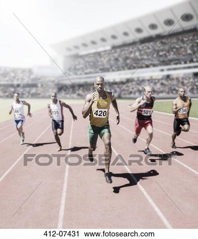 Runners racing on track View Large Photo Image Stock Image - Runners racing on track. Fotosearch