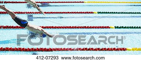 Swimmers diving into pool View Large Photo Image Stock Image - Swimmers diving into pool. Fotosearch