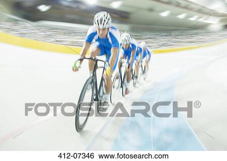 Track cycling team riding around velodrome View Large Photo Image Stock Photograph - Track cycling team riding around velodrome. Fotosearch
