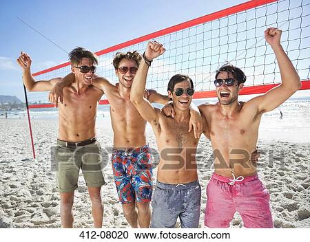 Portrait of enthusiastic friends on beach volleyball court View Large Photo Image Stock Image - Portrait of enthusiastic friends on beach volleyball court. Fotosearch