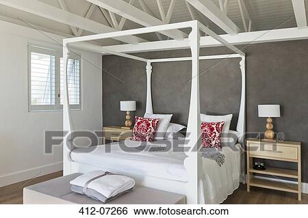 Canopy bed in luxury bedroom View Large Photo Image Stock Photograph - Canopy bed in luxury bedroom. Fotosearch