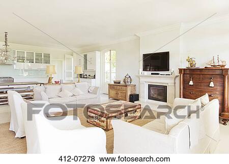 Luxury living room and kitchen View Large Photo Image Stock Photo - Luxury living room and kitchen. Fotosearch