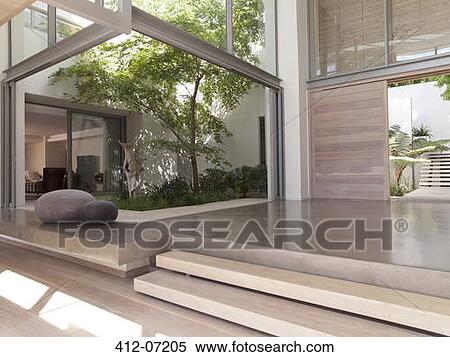 Stock Photography - Modern foyer with courtyard. Fotosearch
