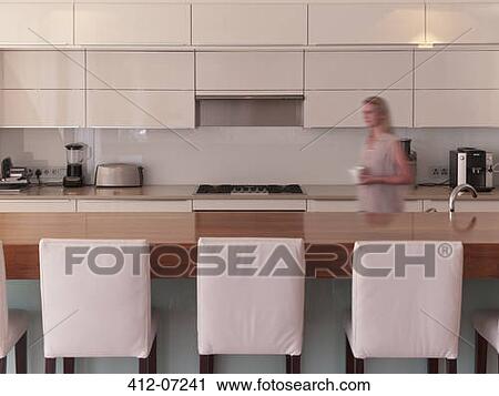 Modern kitchen with barstools View Large Photo Image Stock Image - Modern kitchen with barstools. Fotosearch