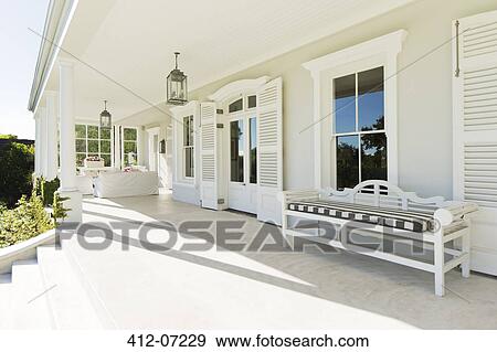 Porch of luxury house View Large Photo Image Stock Photo - Porch of luxury house. Fotosearch