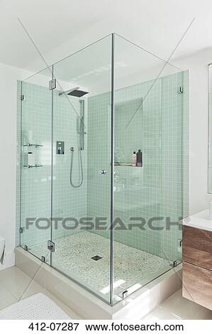 Stock Photo - Shower in modern bathroom. Fotosearch