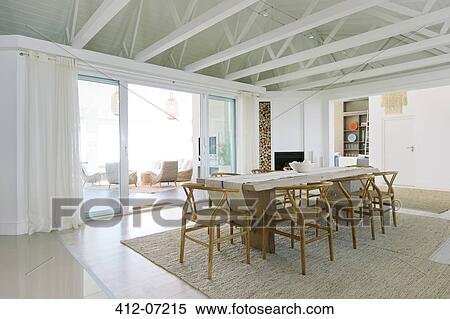 Table in luxury dining room View Large Photo Image Stock Photography - Table in luxury dining room. Fotosearch