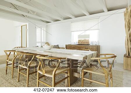 Wooden table in dining room View Large Photo Image Stock Photo - Wooden table in dining room. Fotosearch