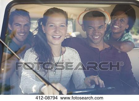 Friends riding in van View Large Photo Image Picture - Friends riding in van. Fotosearch
