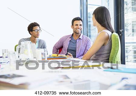 Business people talking in meeting View Large Photo Image Stock Photography - Business people talking in meeting. Fotosearch