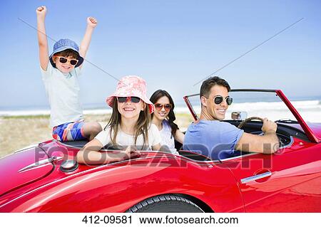 Family in convertible at beach View Large Photo Image Stock Image - Family in convertible at beach. Fotosearch