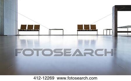 Stock Photo - Chairs in empty lobby. Fotosearch