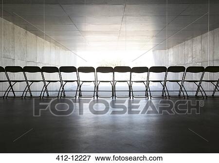 Stock Photo - Silhouette of office chairs lined up in a row. Fotosearch