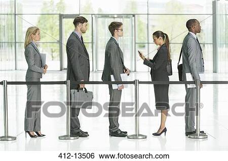 Stock Photograph - Business people waiting in line. Fotosearch