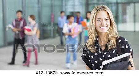 Stock Image - Smiling university student. Fotosearch
