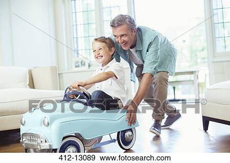 pushing toy car