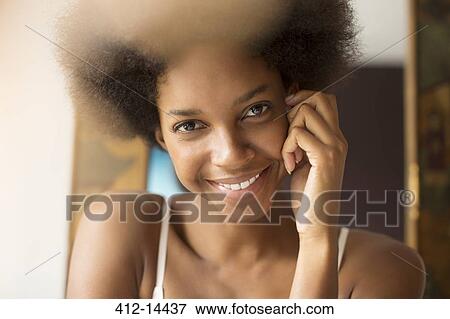 Close up of woman's smiling face View Large Photo Image Stock Photo - Close up of woman's smiling face. Fotosearch